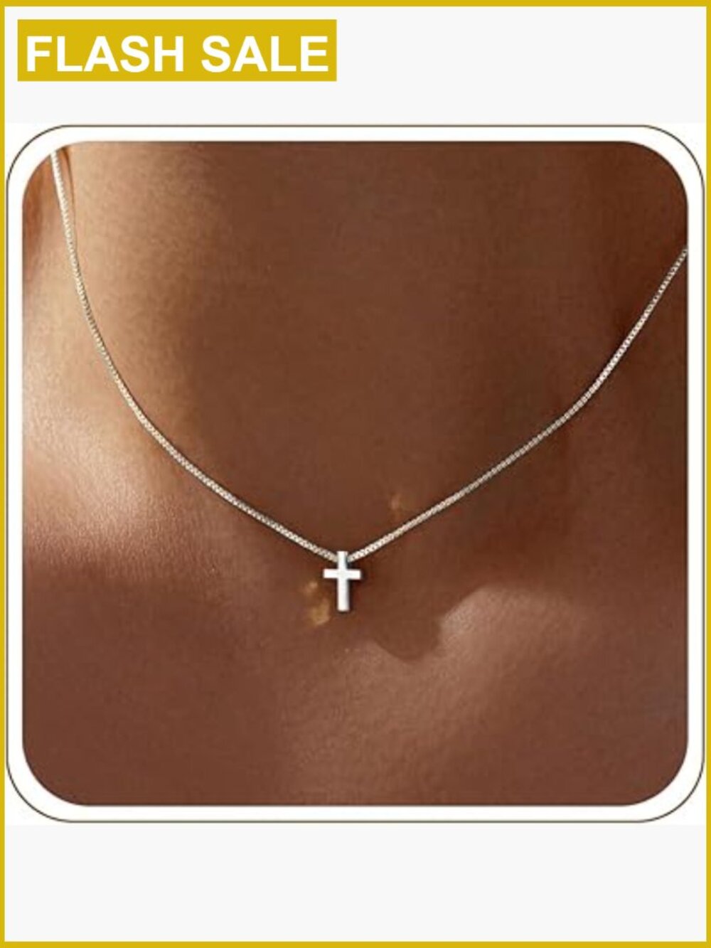 Dainty Cross Pendant Necklace 14K Silver Plated Faith Jewelry Gift for Her